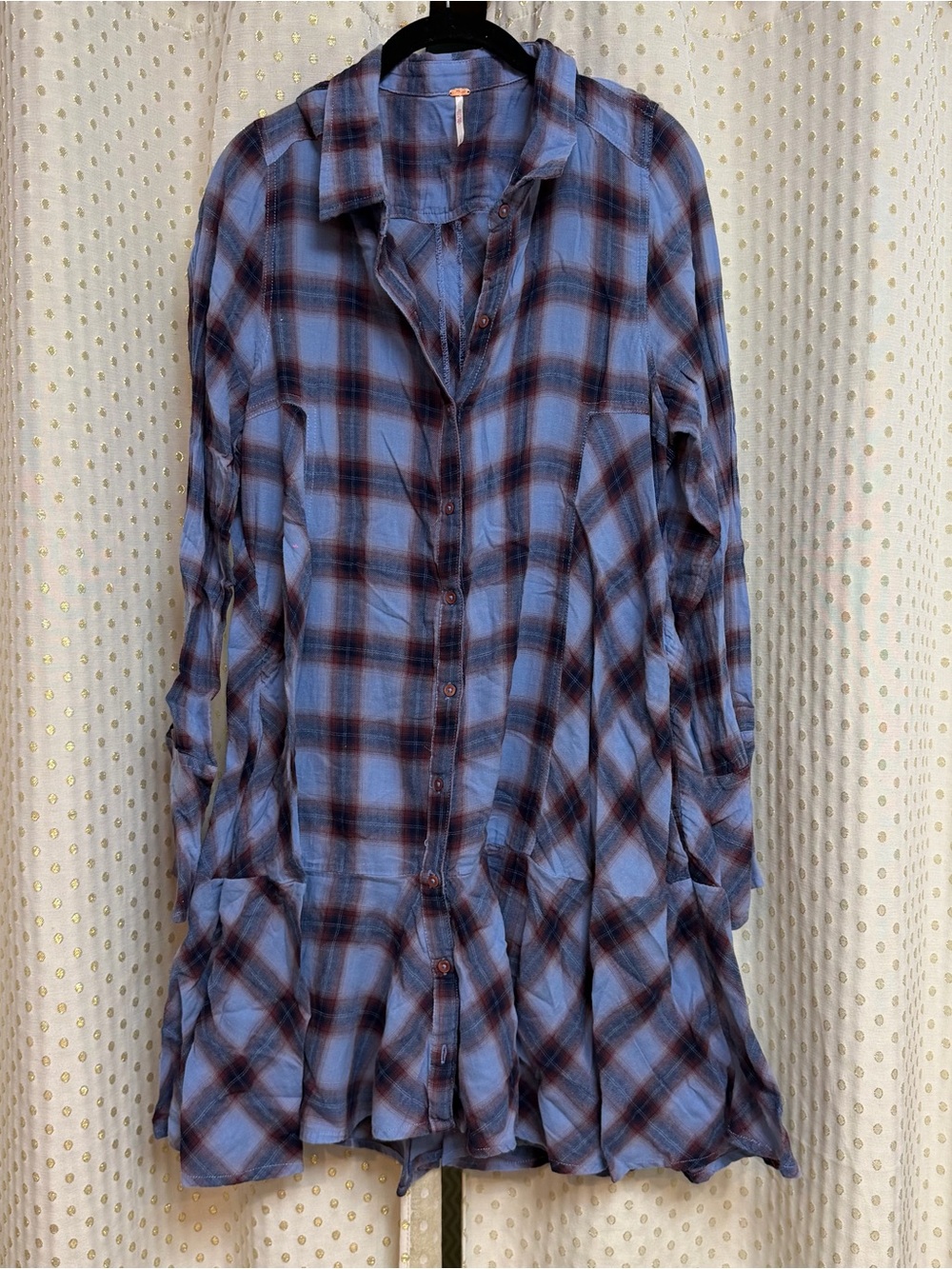 Free People "All For You" Plaid Shirt Dress